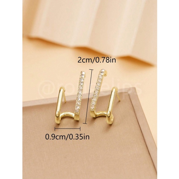 Yellow Gold Tone Earrings with Faux Gem Stones - Picture 4 of 4